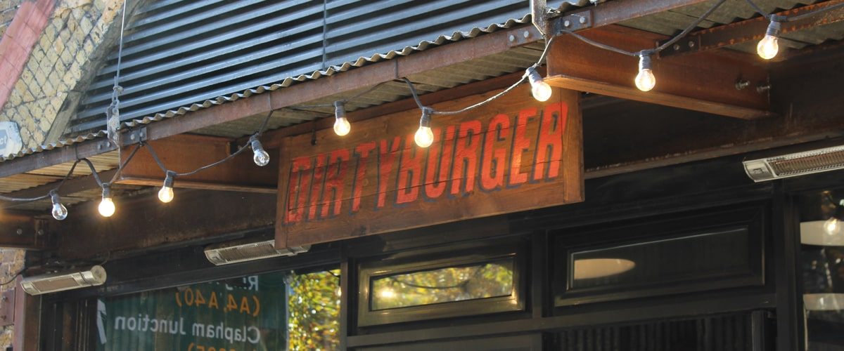 Dirty Burger restaurant signage