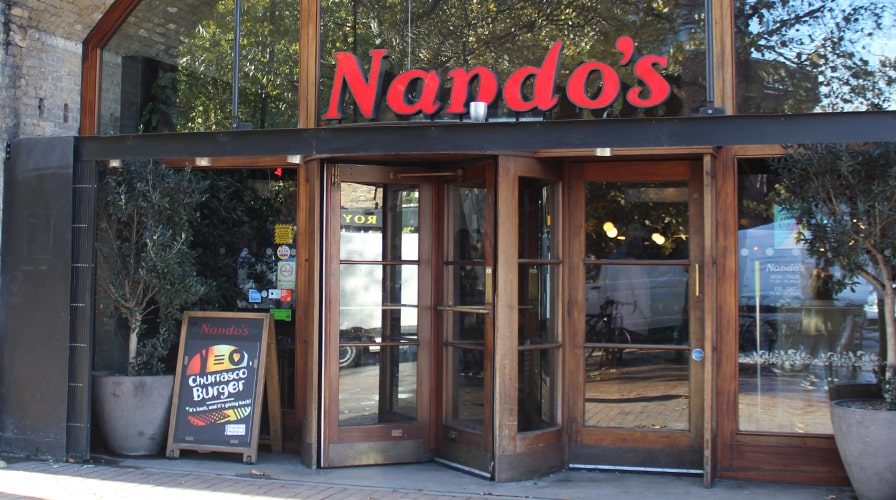 Nandos Vauxhall restaurant entrance wideshot