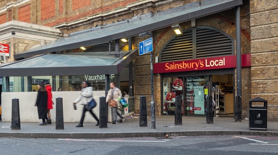 Front of Sainsbury's local at Vauxhall station