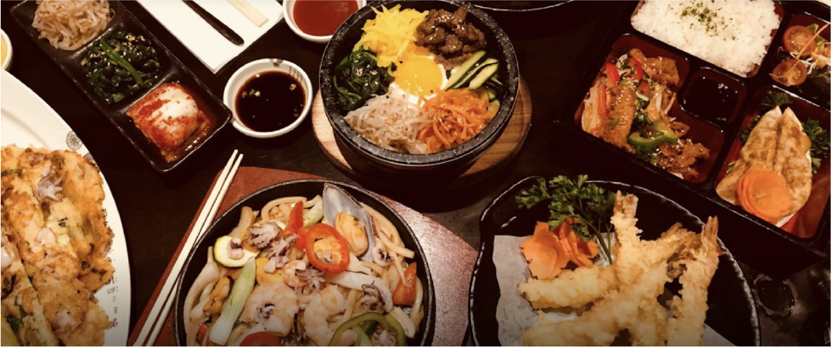 Close up of Korean food from Daebek London